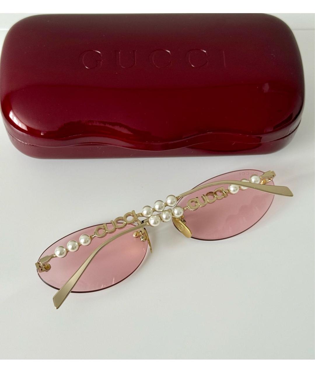 GUCCI Розовые металлические солнцезащитные очки, фото 3