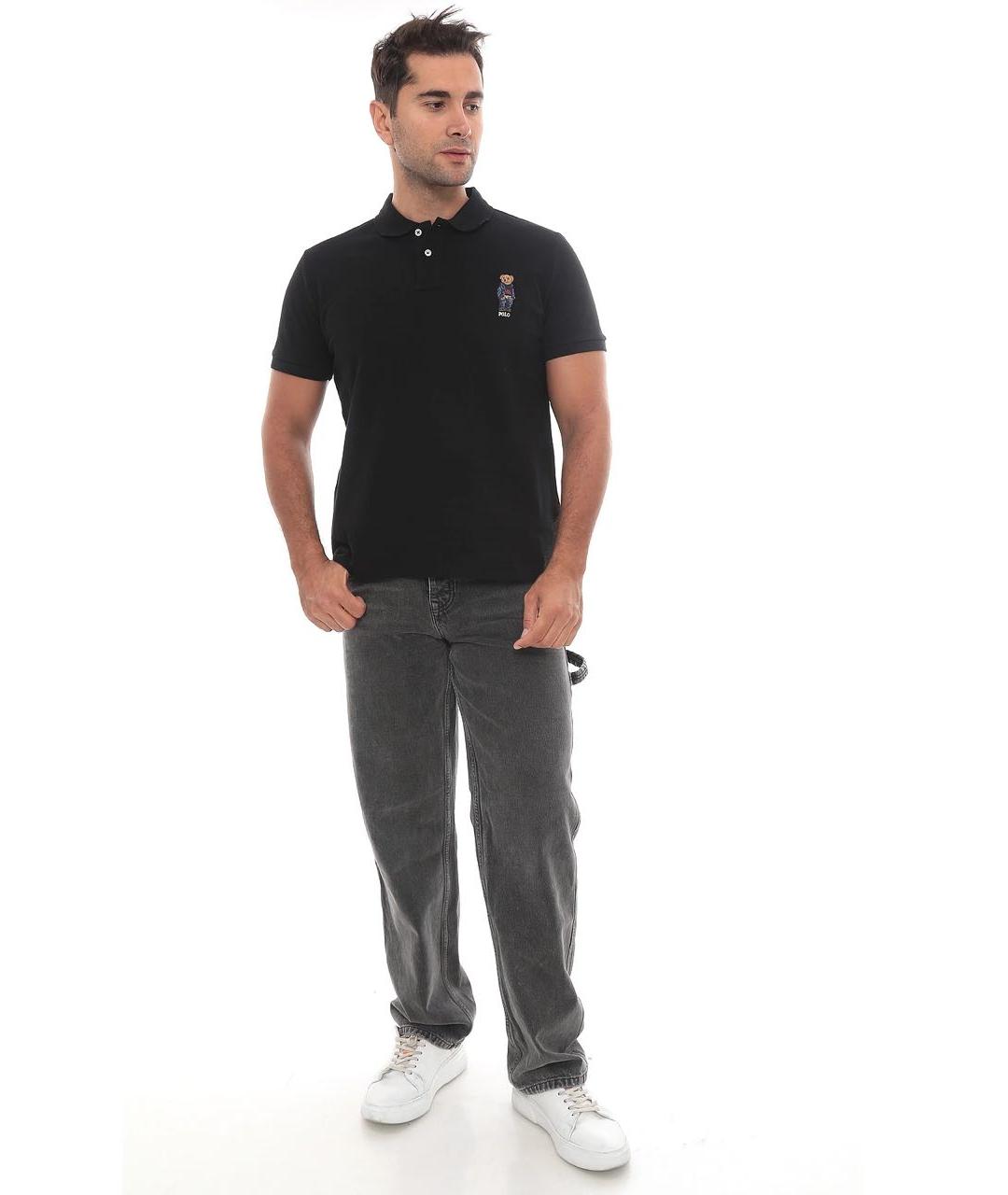 POLO RALPH LAUREN Черное хлопковое поло с коротким рукавом, фото 4
