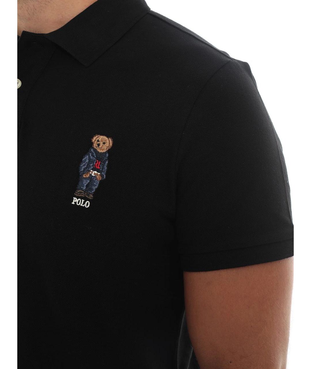 POLO RALPH LAUREN Черное хлопковое поло с коротким рукавом, фото 3