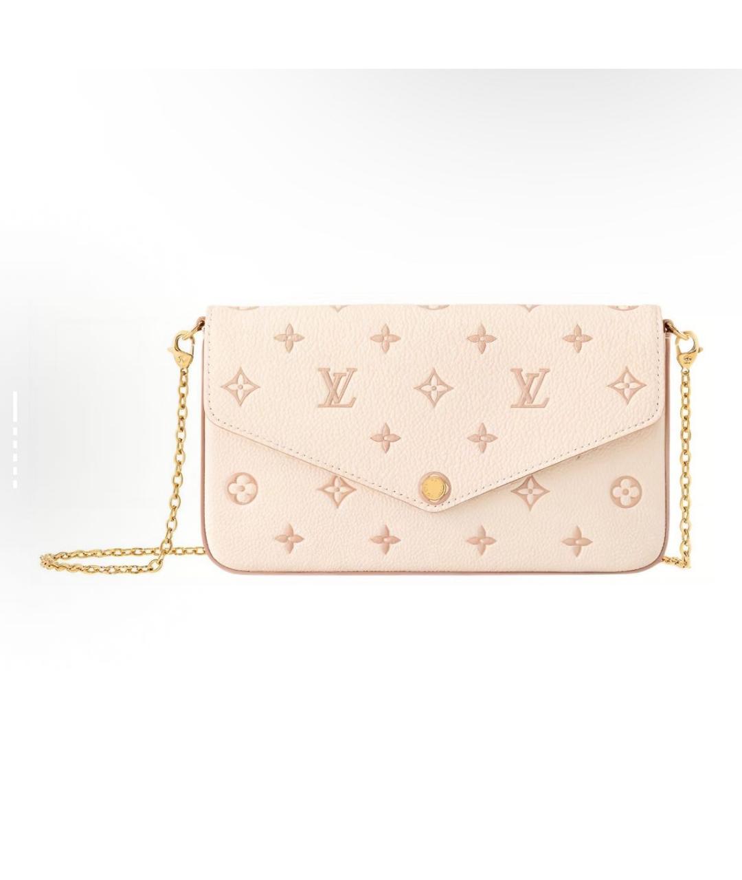 LOUIS VUITTON Бежевая кожаная сумка через плечо, фото 6