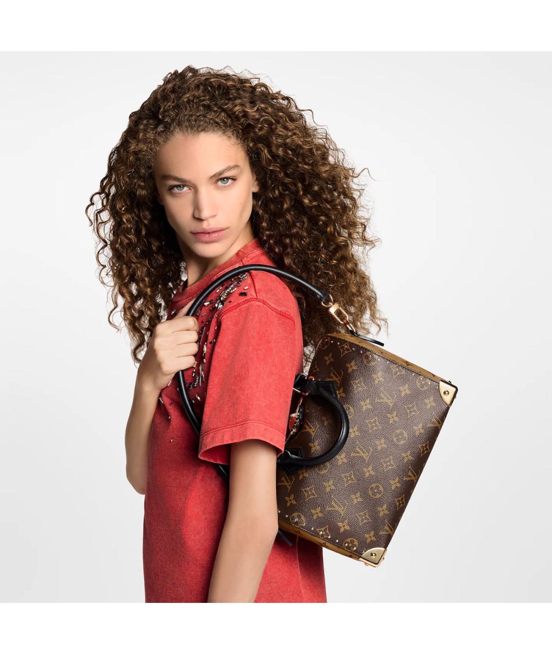LOUIS VUITTON Коричневая кожаная сумка через плечо, фото 7