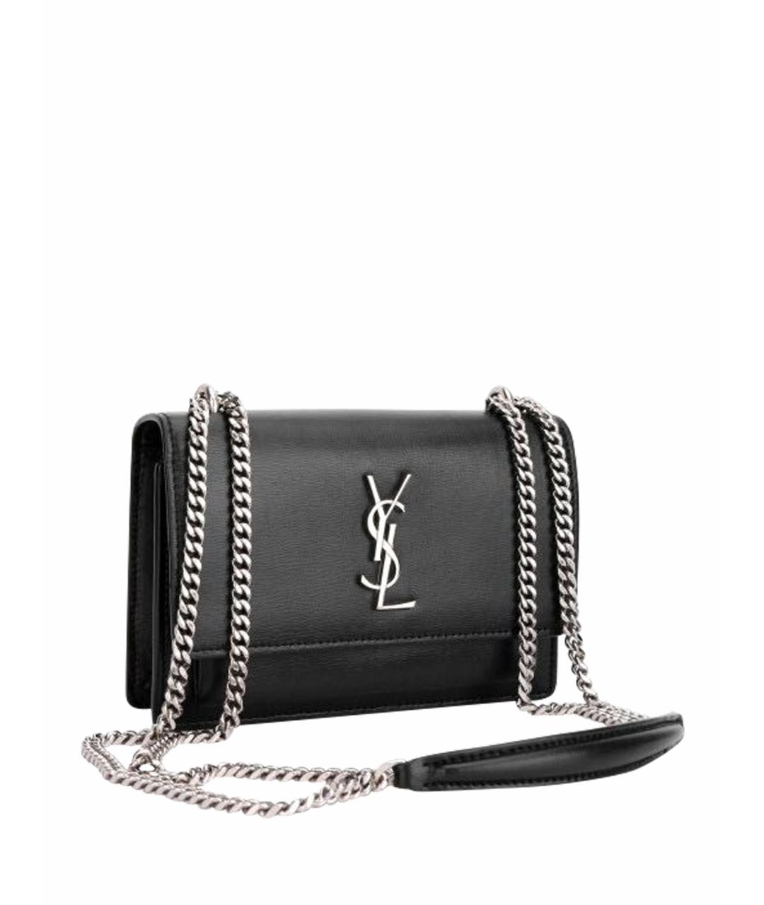 SAINT LAURENT Черная кожаная сумка через плечо, фото 1