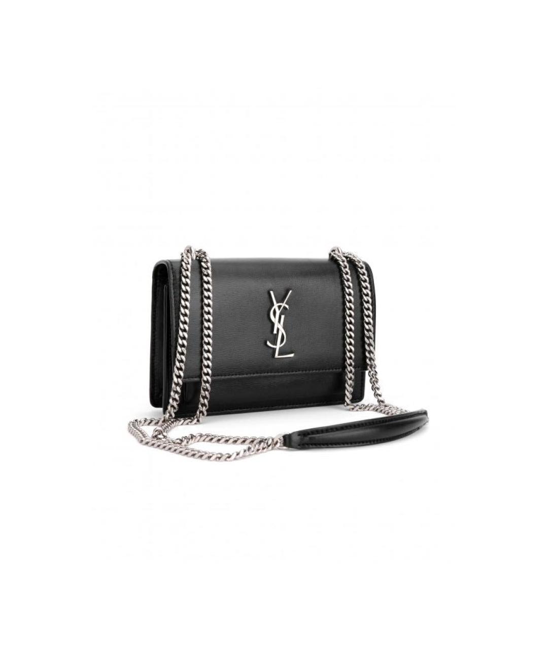SAINT LAURENT Черная кожаная сумка через плечо, фото 8