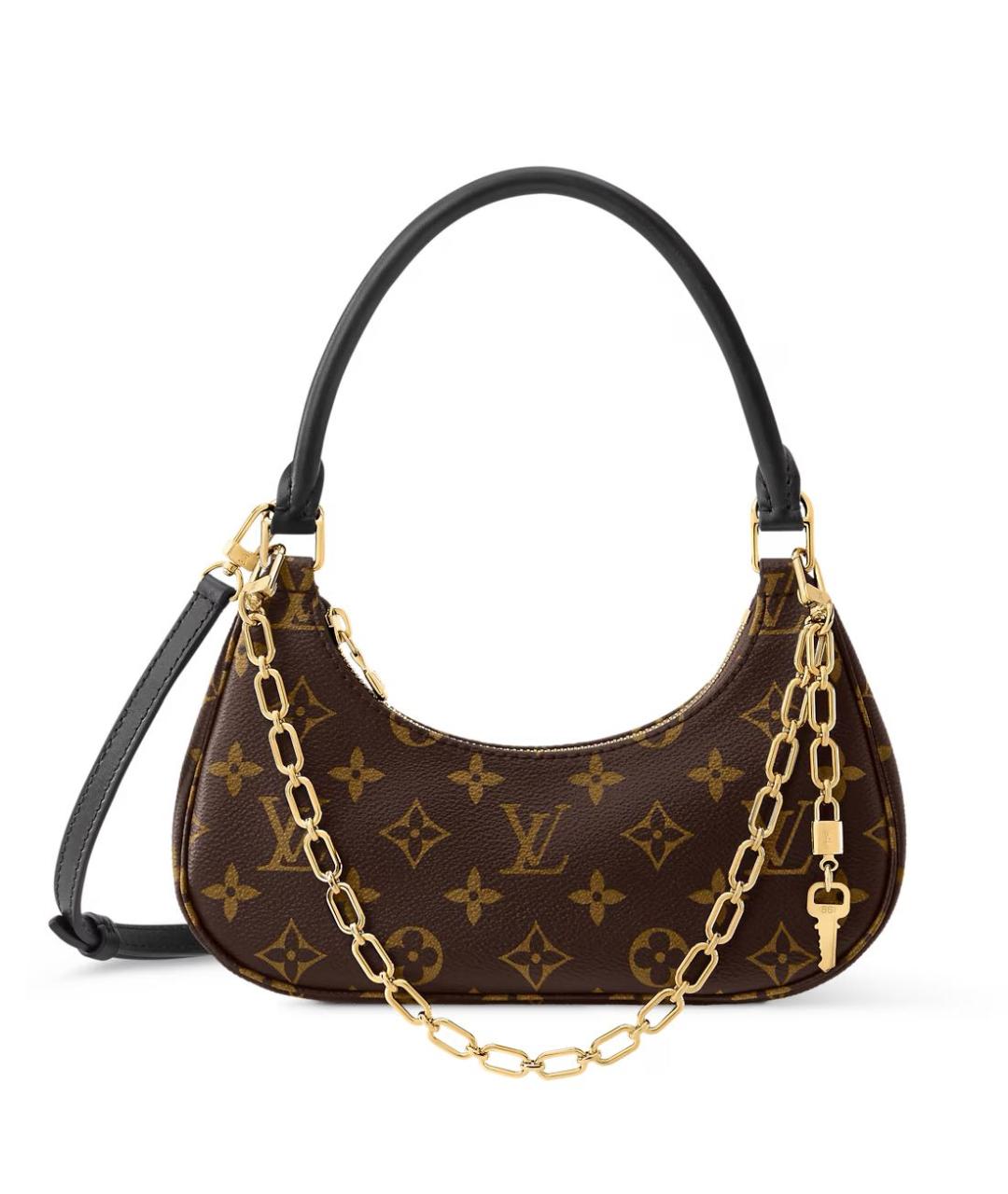 LOUIS VUITTON Коричневая кожаная сумка через плечо, фото 8
