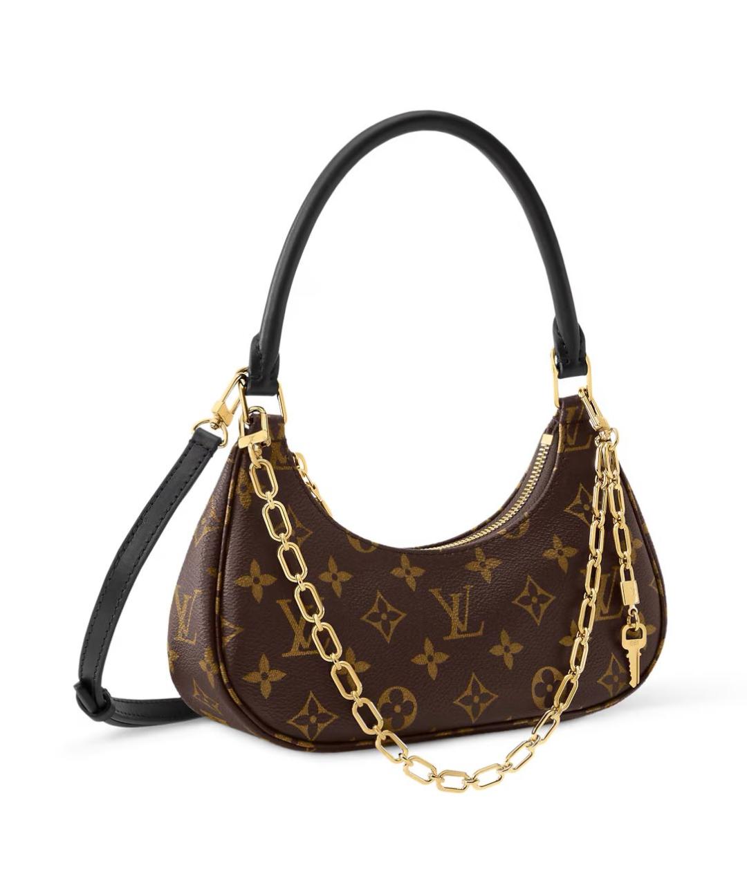 LOUIS VUITTON Коричневая кожаная сумка через плечо, фото 3