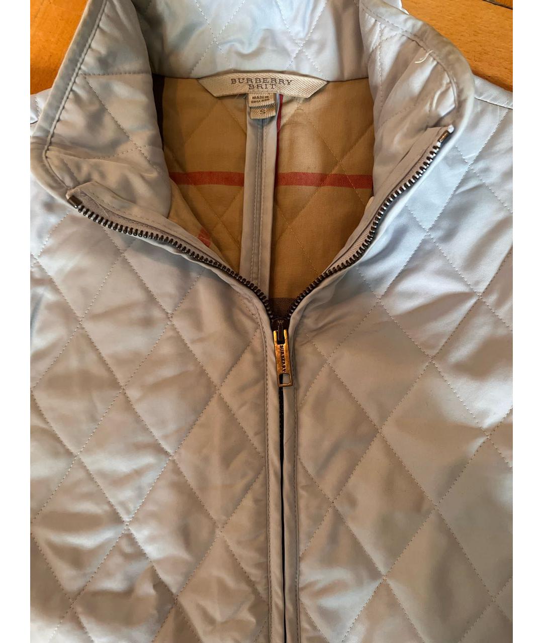 BURBERRY Голубая атласная куртка, фото 4