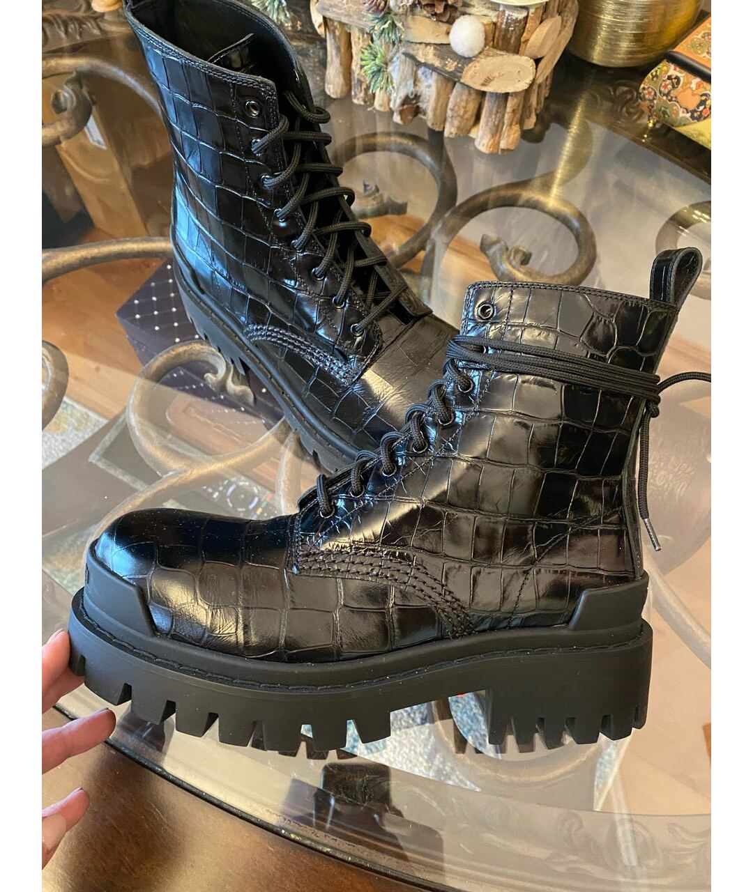 BALENCIAGA Черные кожаные ботинки, фото 6