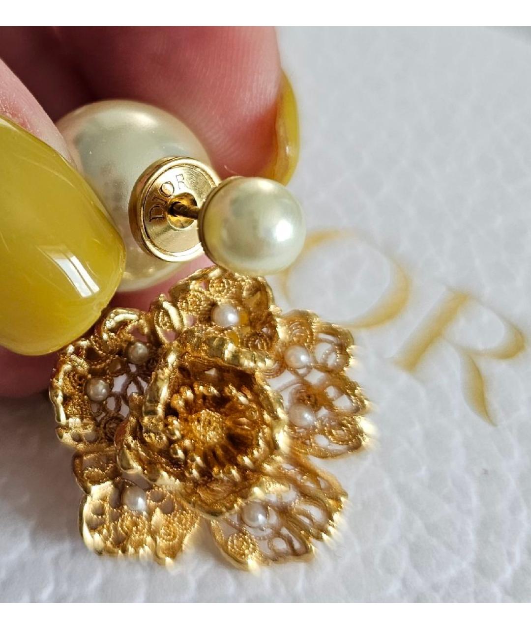 CHRISTIAN DIOR Золотые латунные серьги, фото 3