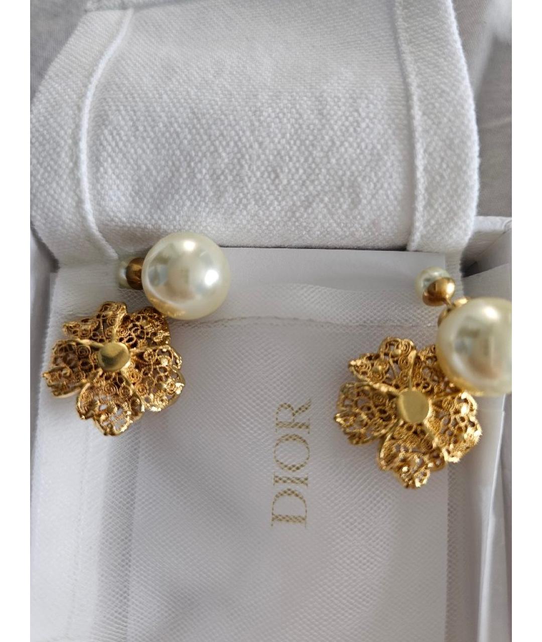 CHRISTIAN DIOR Золотые латунные серьги, фото 2