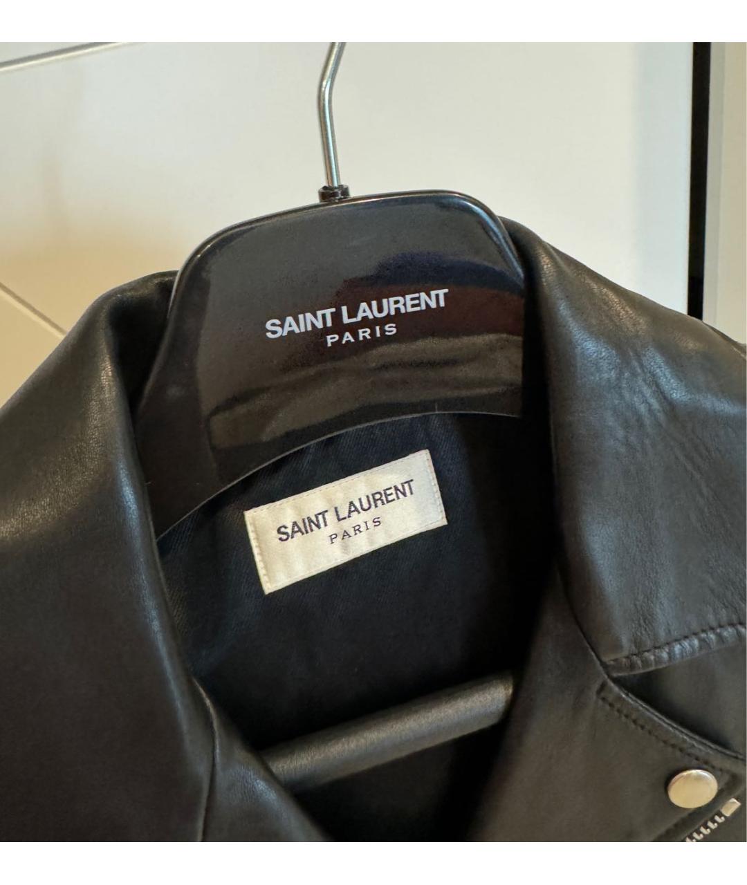 SAINT LAURENT Черная кожаная куртка, фото 2