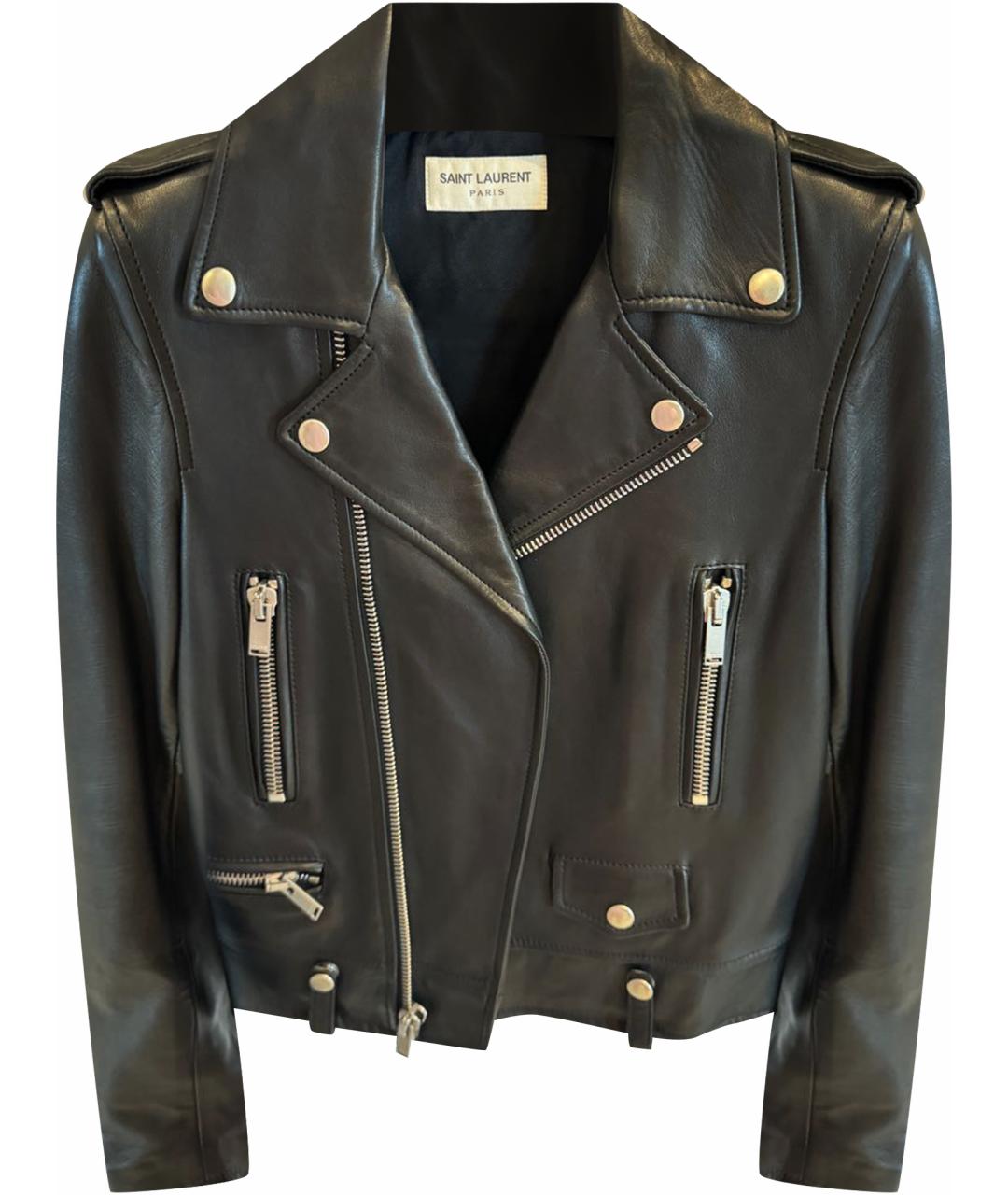 SAINT LAURENT Черная кожаная куртка, фото 1