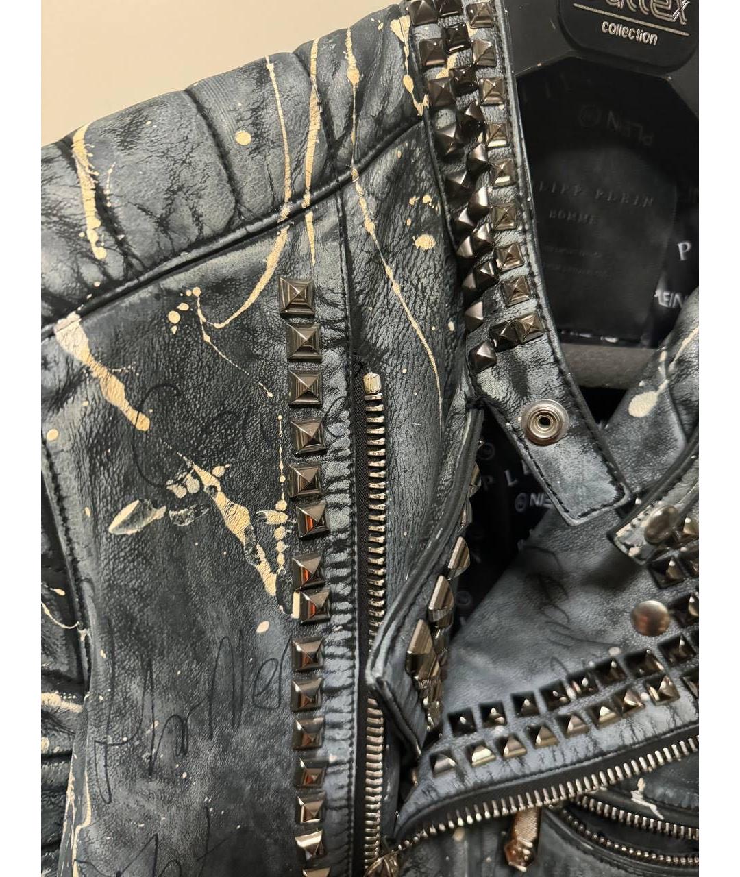 PHILIPP PLEIN Серая кожаная куртка, фото 3