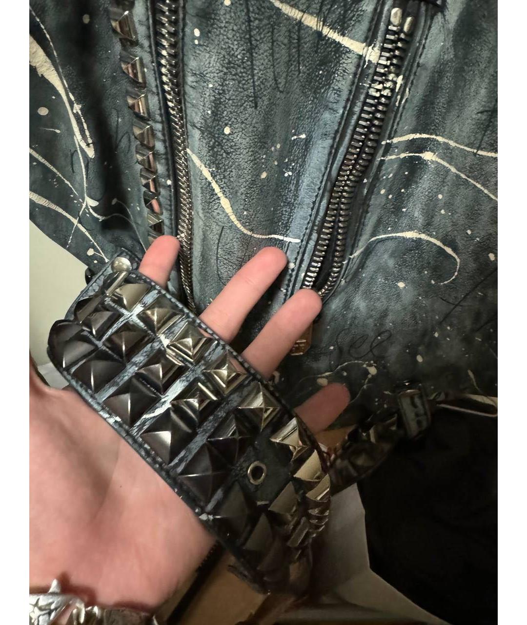 PHILIPP PLEIN Серая кожаная куртка, фото 4