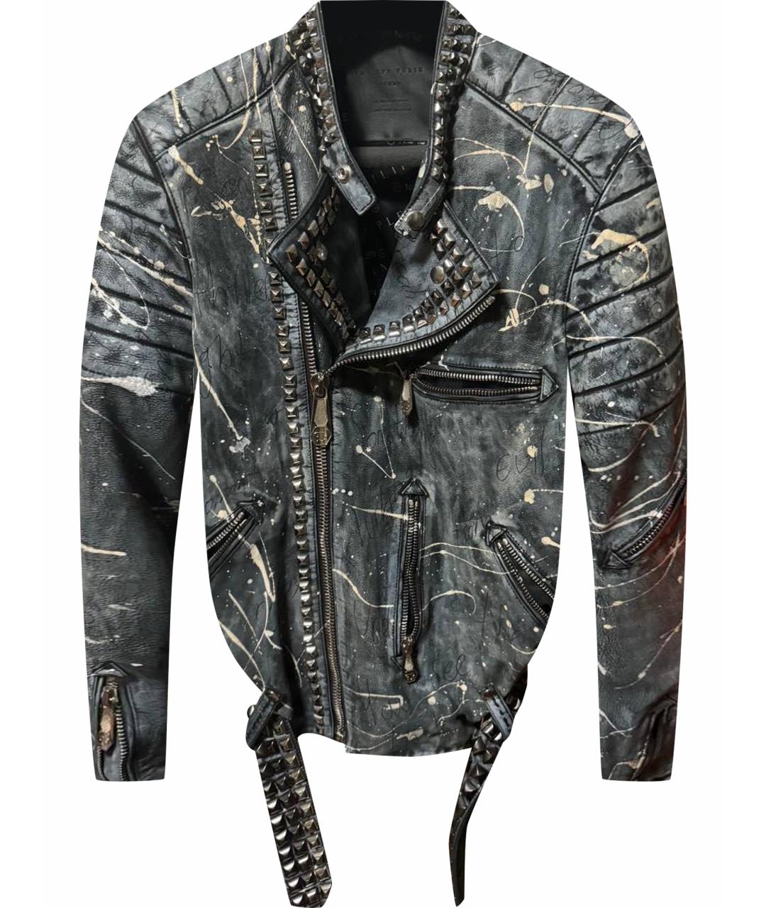 PHILIPP PLEIN Серая кожаная куртка, фото 1