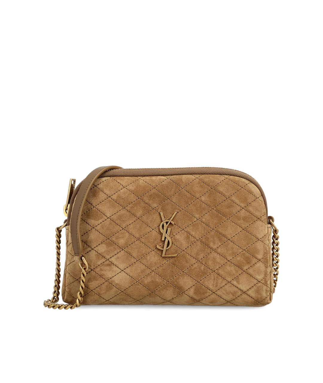 SAINT LAURENT Коричневая замшевая сумка через плечо, фото 3