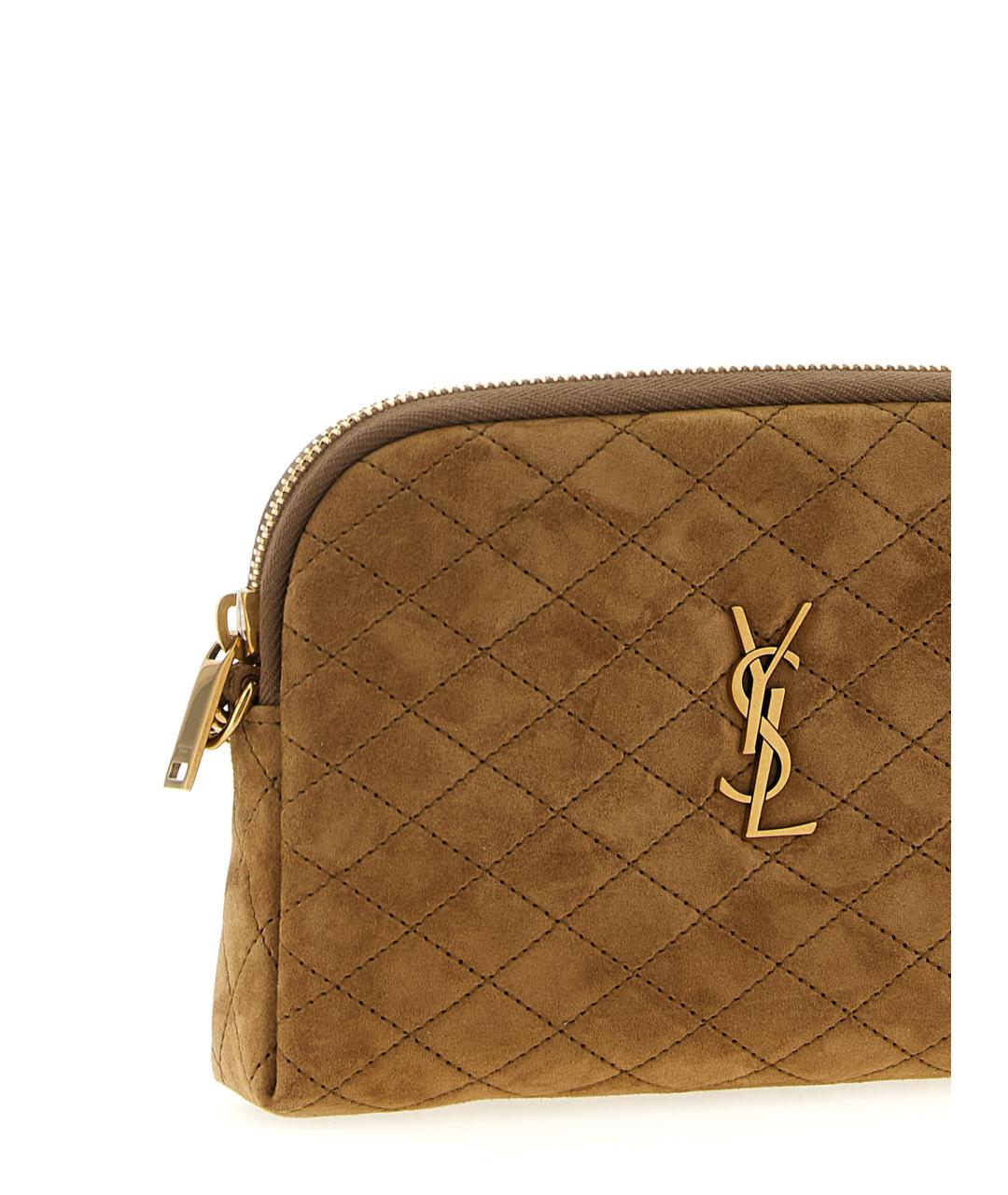 SAINT LAURENT Коричневая замшевая сумка через плечо, фото 2