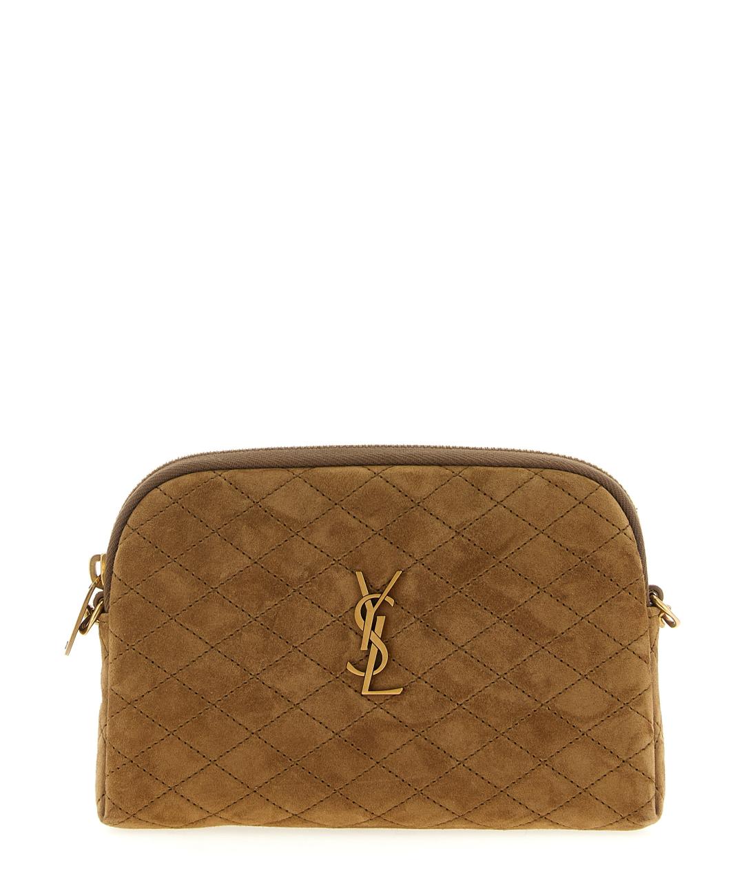 SAINT LAURENT Коричневая замшевая сумка через плечо, фото 1