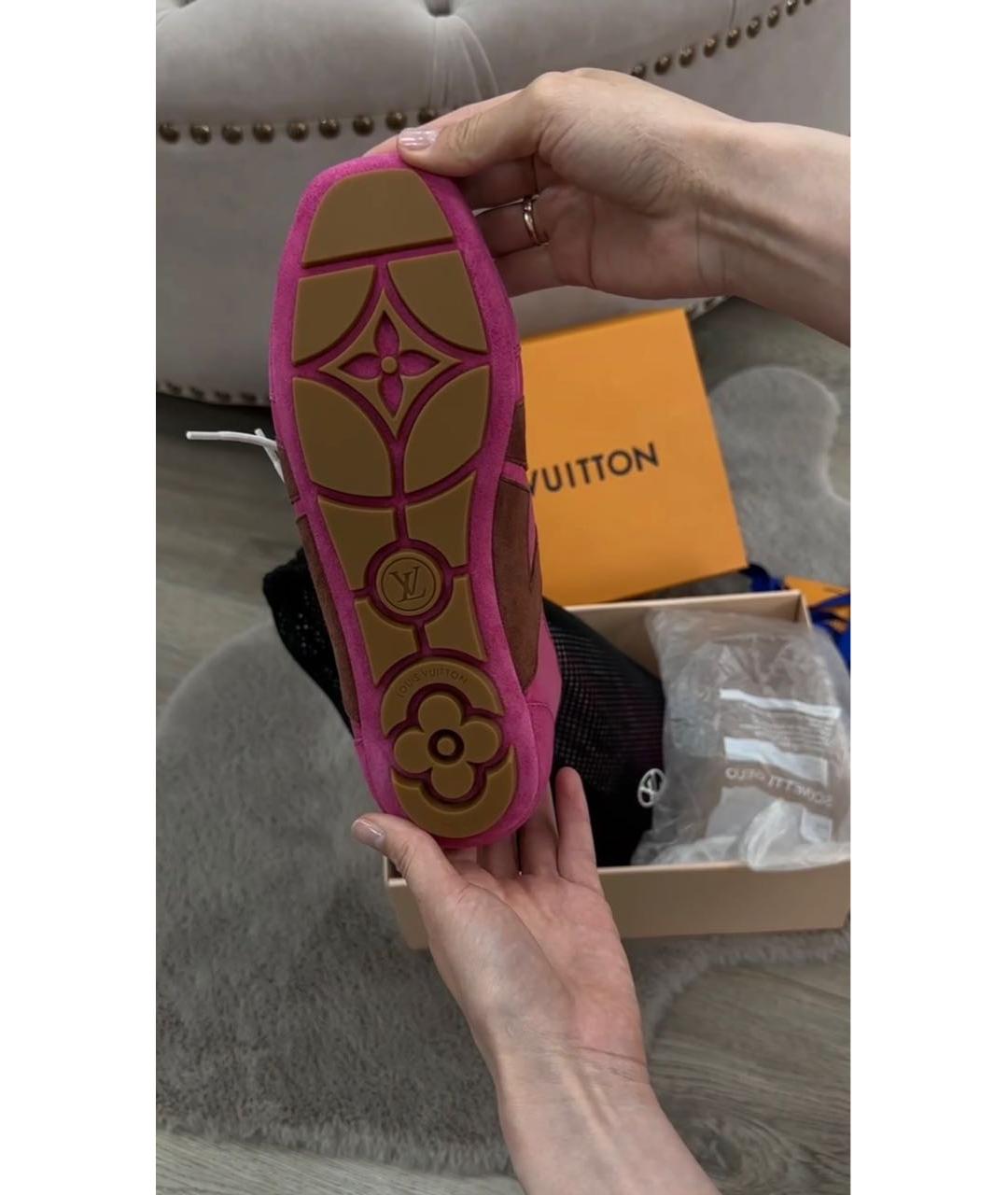 LOUIS VUITTON Розовые кожаные кеды, фото 3