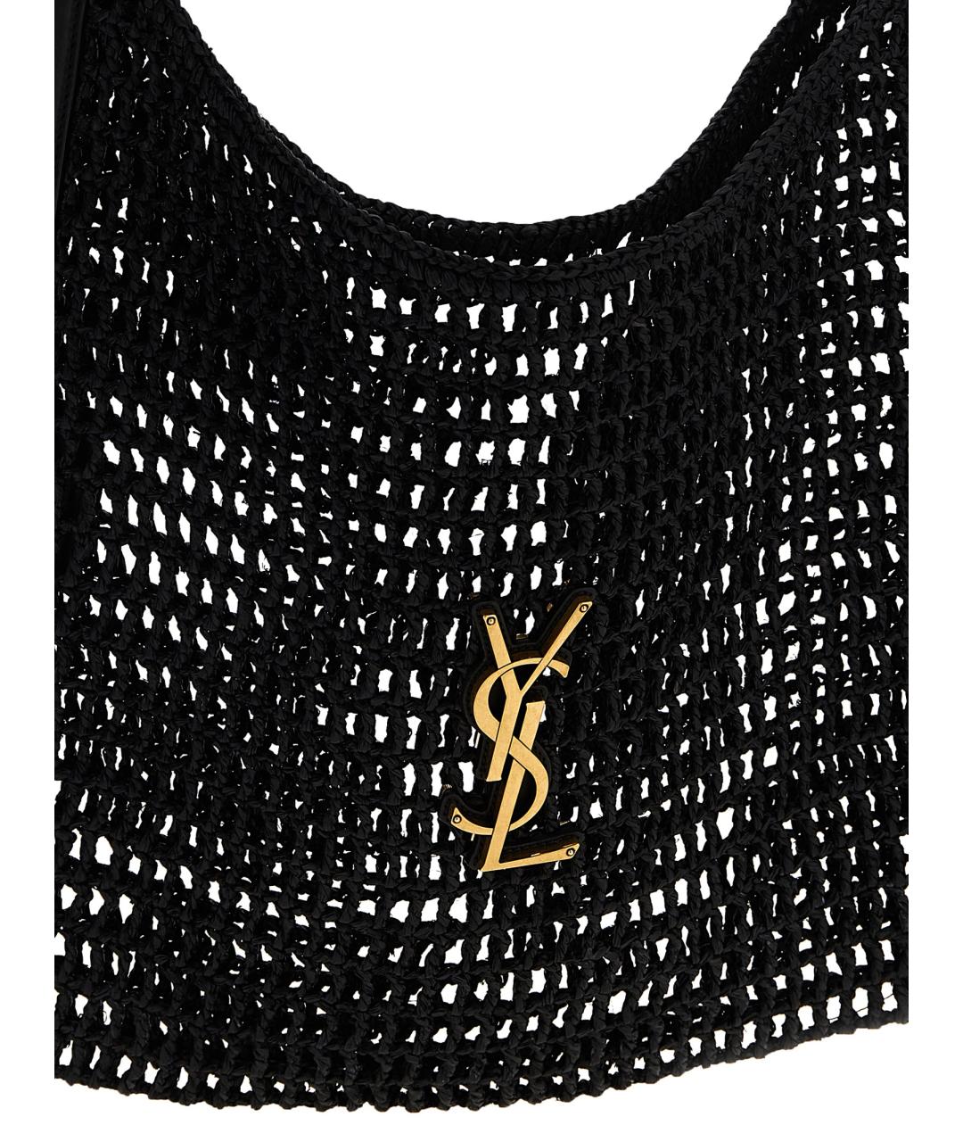 SAINT LAURENT Черная пелетеная сумка на плечо, фото 3