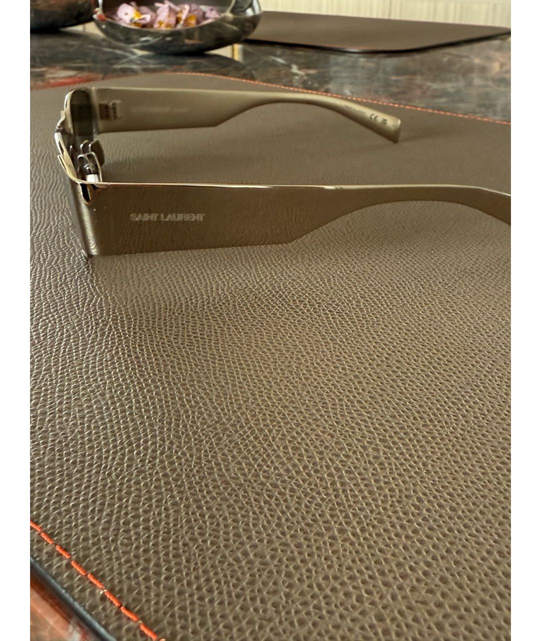SAINT LAURENT Антрацитовые металлические солнцезащитные очки, фото 3