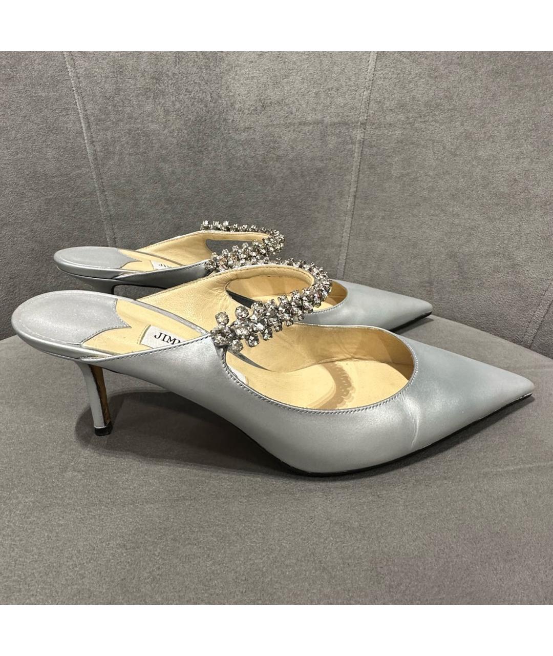 JIMMY CHOO Серебряные мюли, фото 6