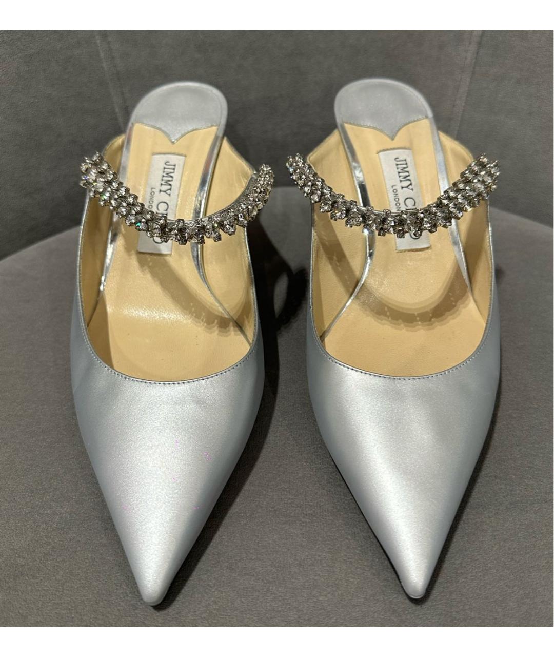 JIMMY CHOO Серебряные мюли, фото 2