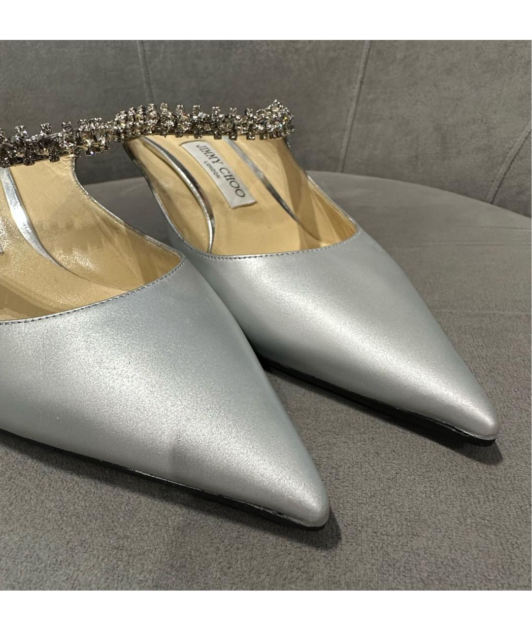 JIMMY CHOO Серебряные мюли, фото 4