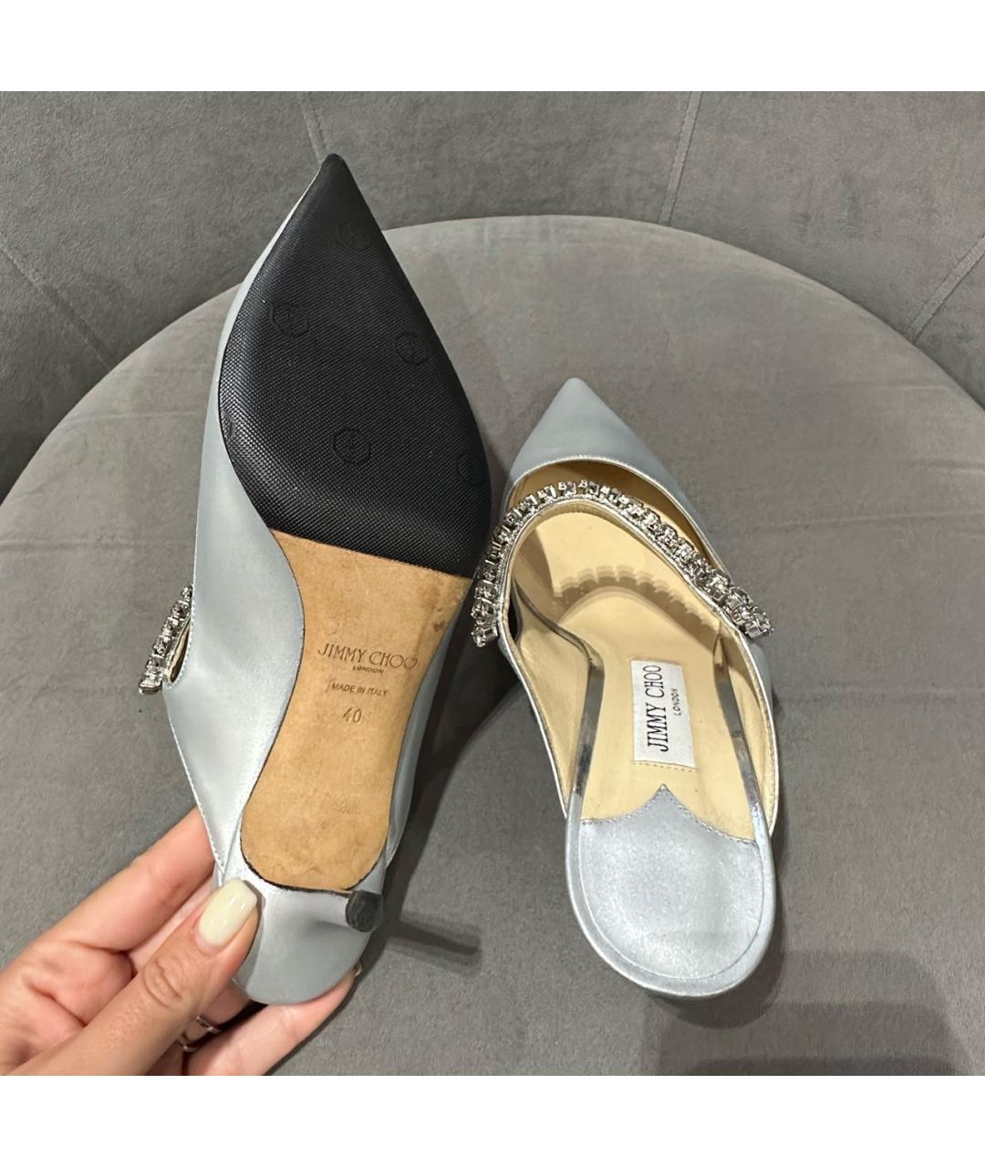 JIMMY CHOO Серебряные мюли, фото 5