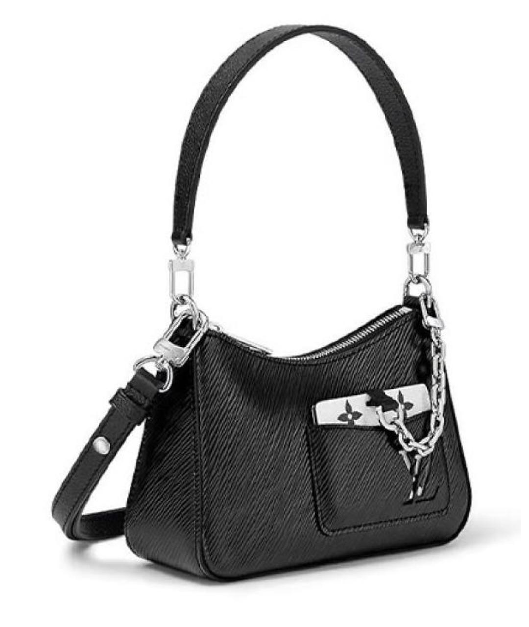 LOUIS VUITTON Черная кожаная сумка через плечо, фото 9