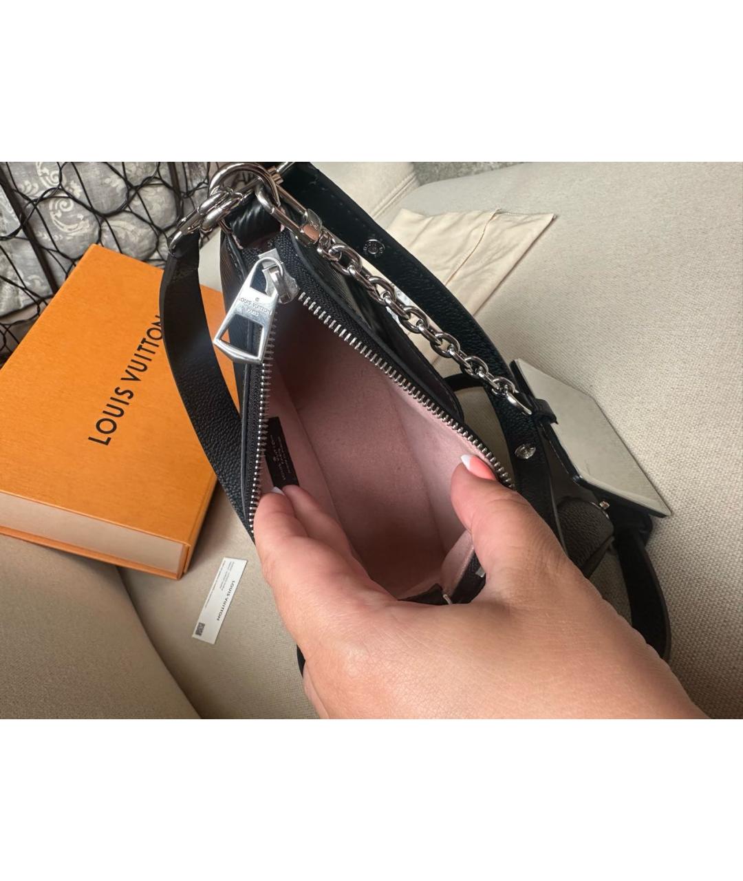 LOUIS VUITTON Черная кожаная сумка через плечо, фото 5