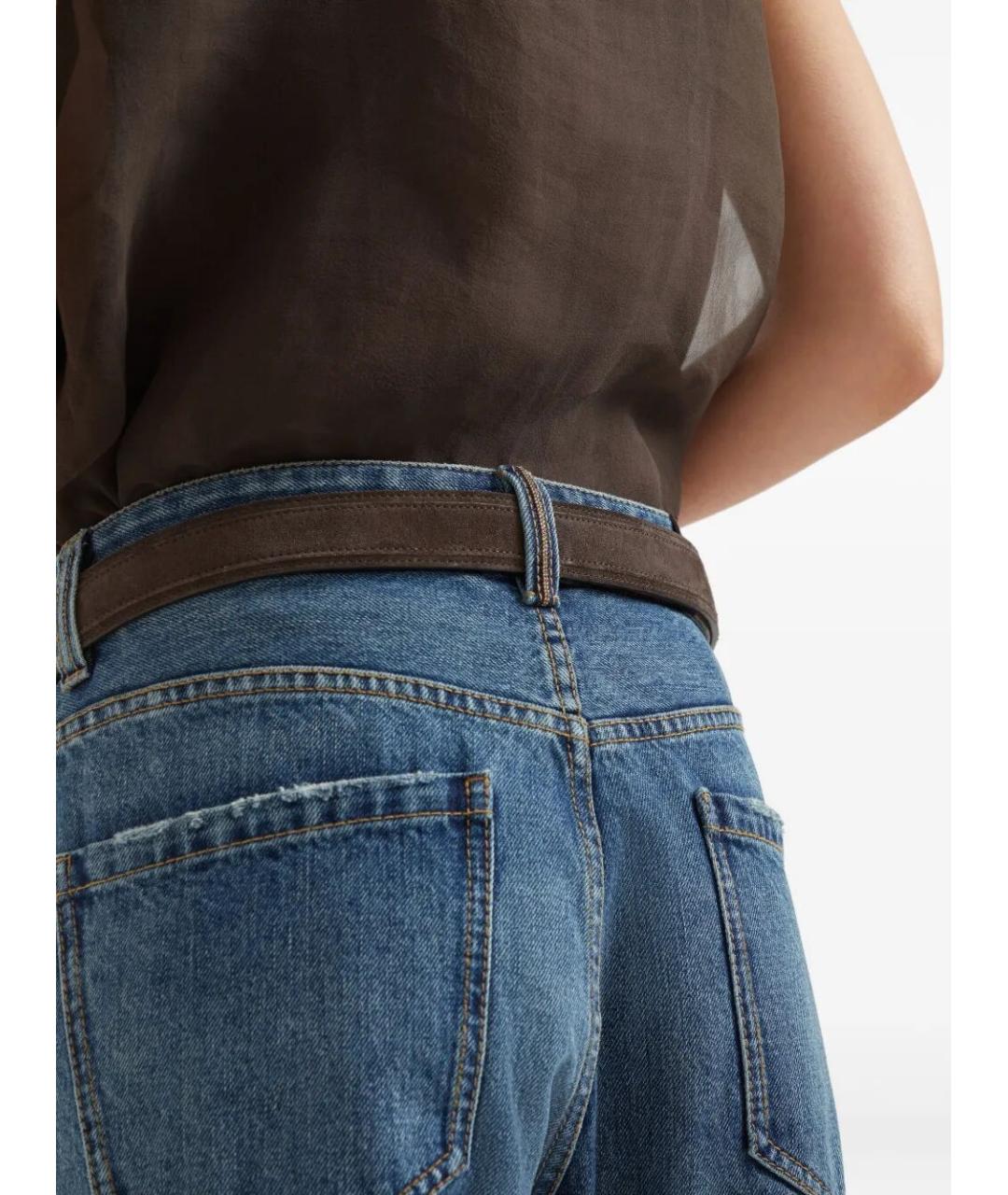 BRUNELLO CUCINELLI Синие хлопковые прямые джинсы, фото 3