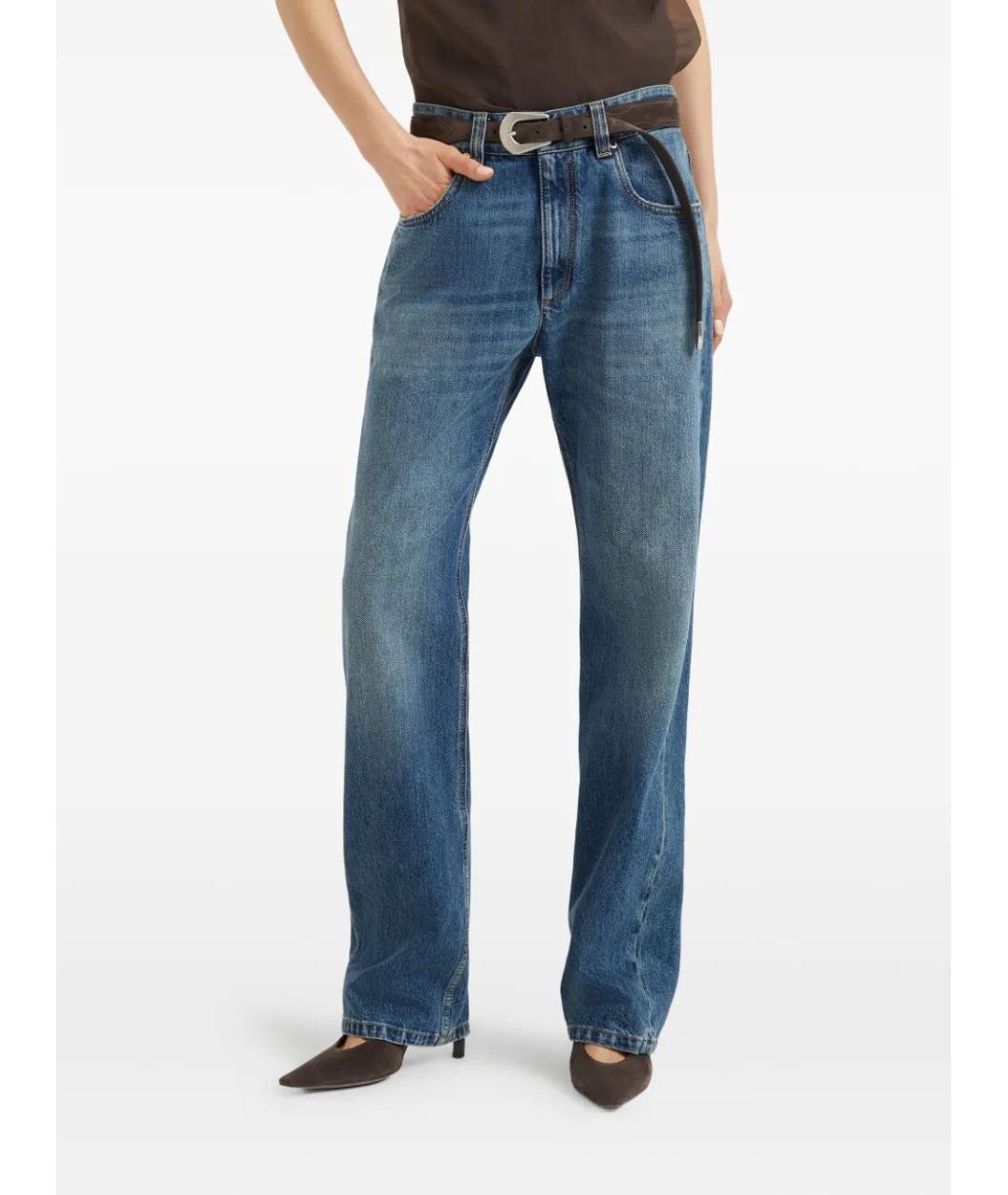 BRUNELLO CUCINELLI Синие хлопковые прямые джинсы, фото 4