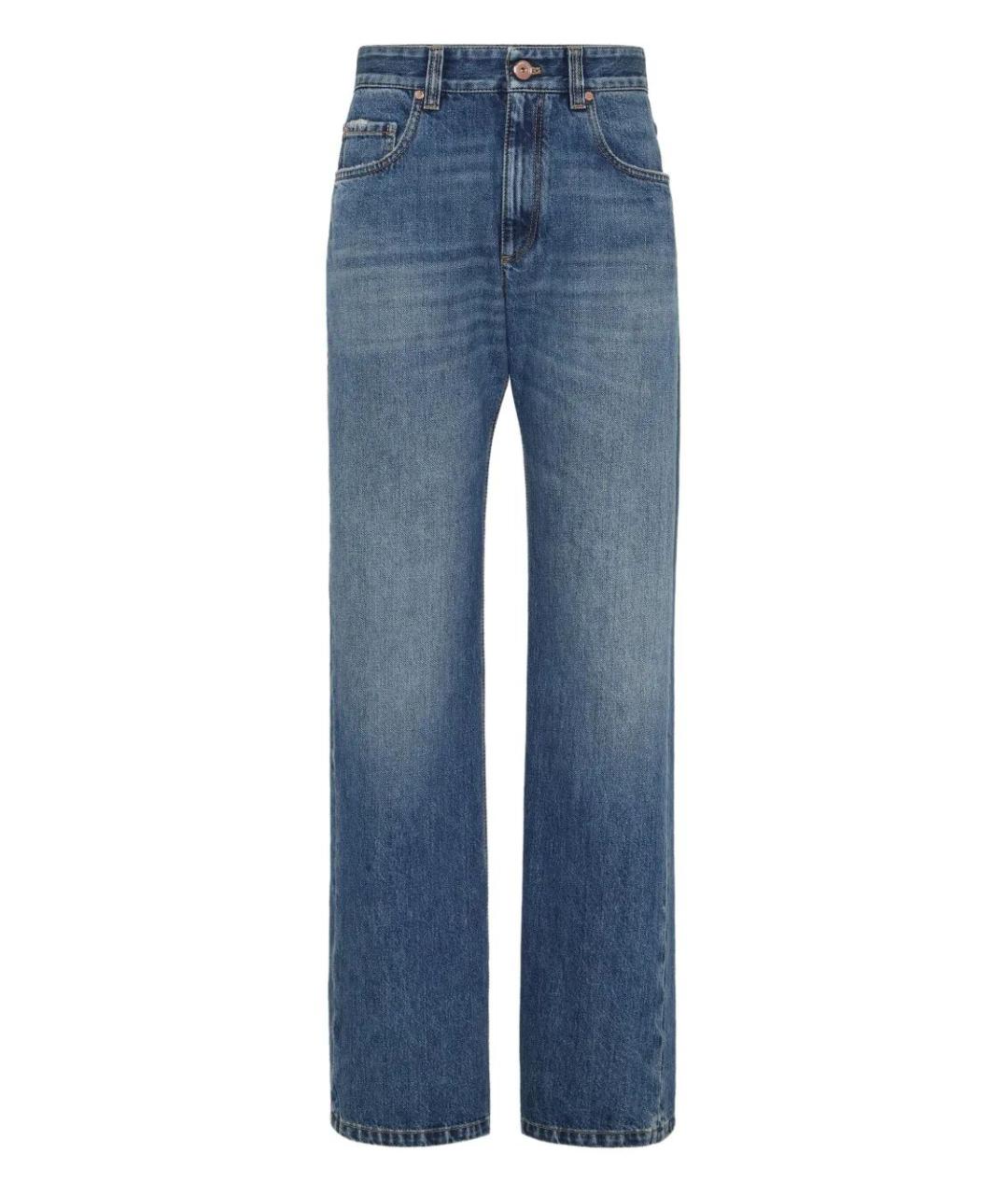 BRUNELLO CUCINELLI Синие хлопковые прямые джинсы, фото 1
