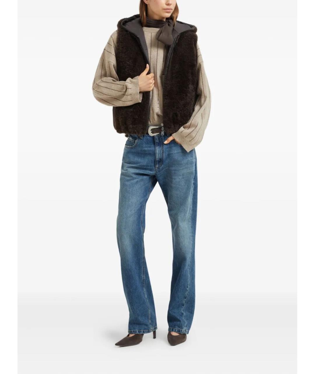 BRUNELLO CUCINELLI Синие хлопковые прямые джинсы, фото 2