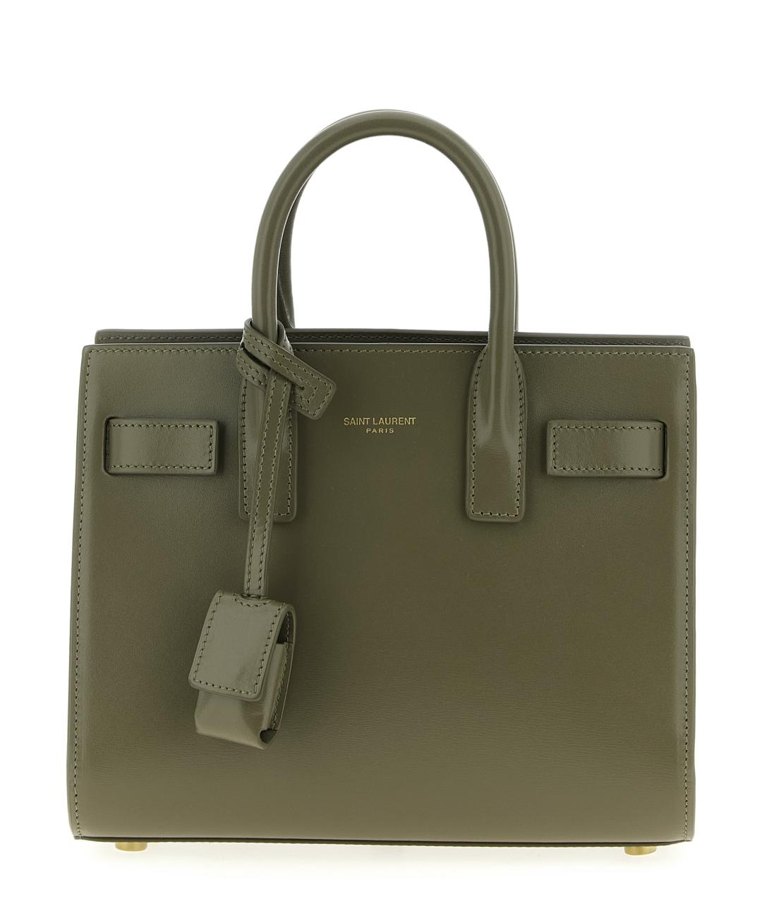 SAINT LAURENT Зеленая кожаная сумка тоут, фото 1