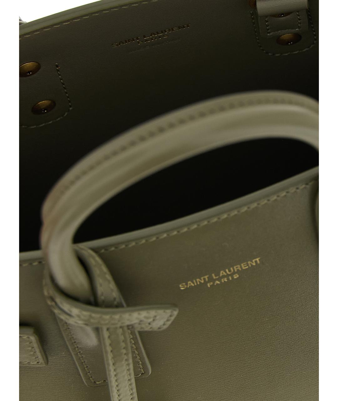 SAINT LAURENT Зеленая кожаная сумка тоут, фото 4