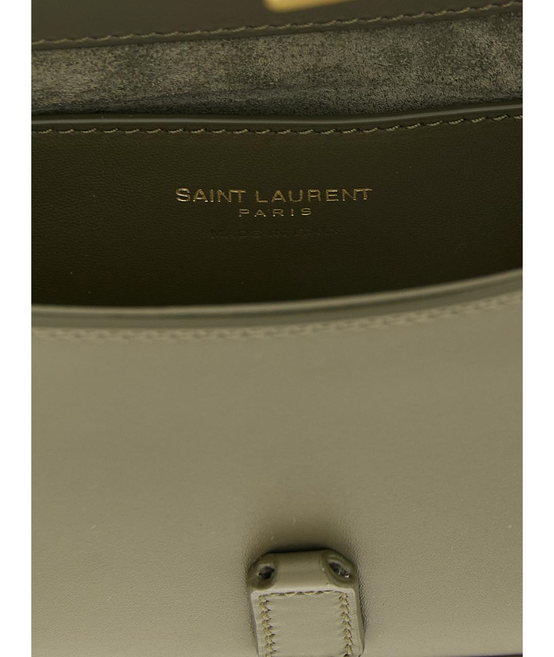 SAINT LAURENT Зеленая кожаная сумка через плечо, фото 4