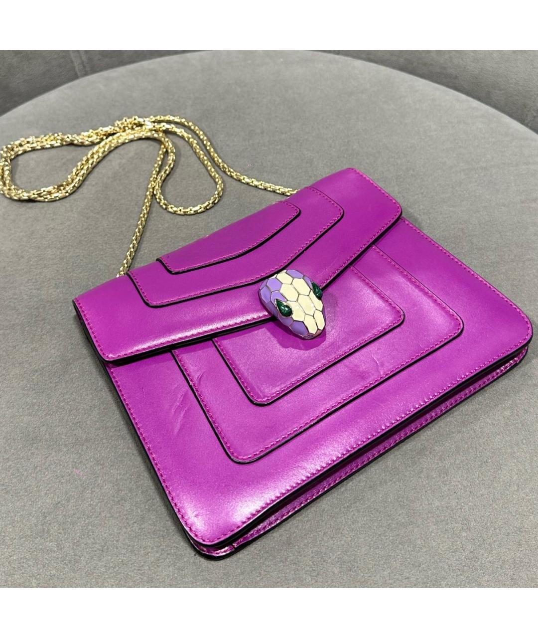 BVLGARI Фиолетовая кожаная сумка через плечо, фото 2