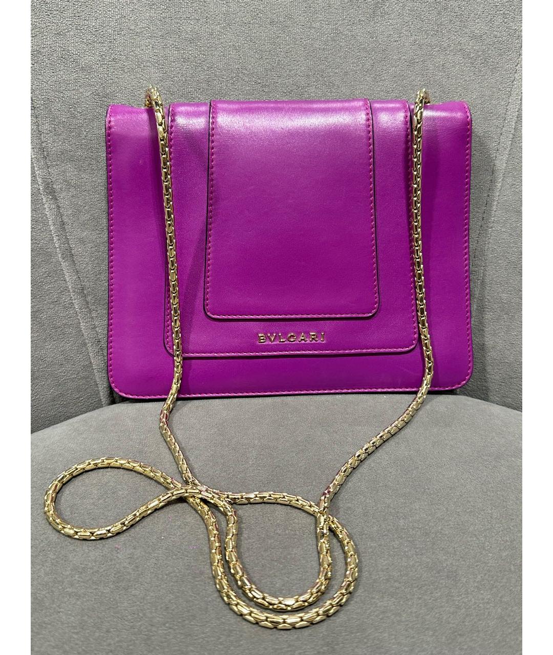 BVLGARI Фиолетовая кожаная сумка через плечо, фото 3