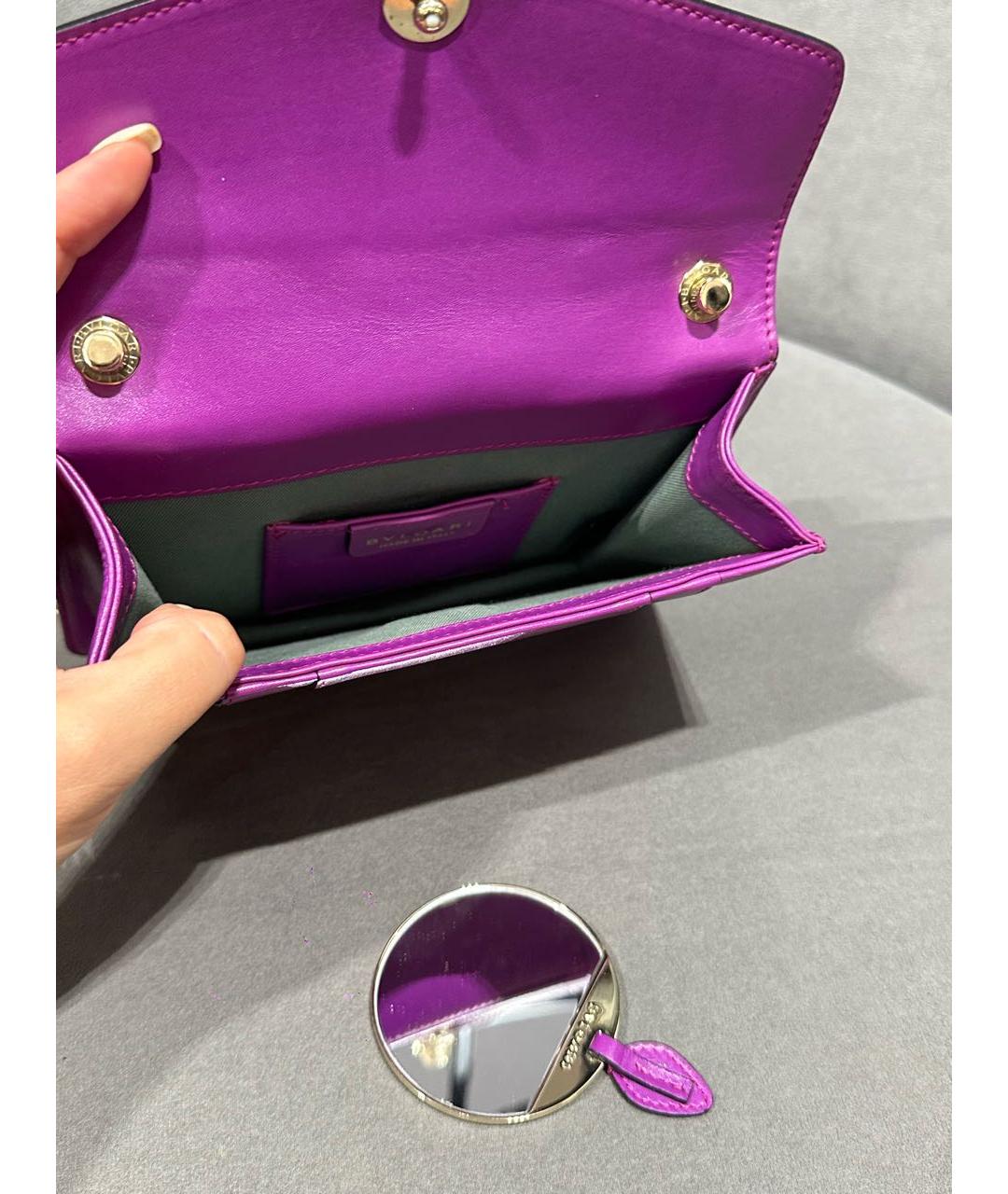 BVLGARI Фиолетовая кожаная сумка через плечо, фото 4