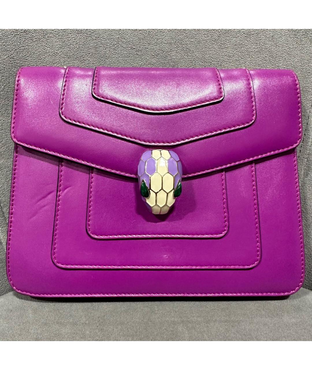BVLGARI Фиолетовая кожаная сумка через плечо, фото 6