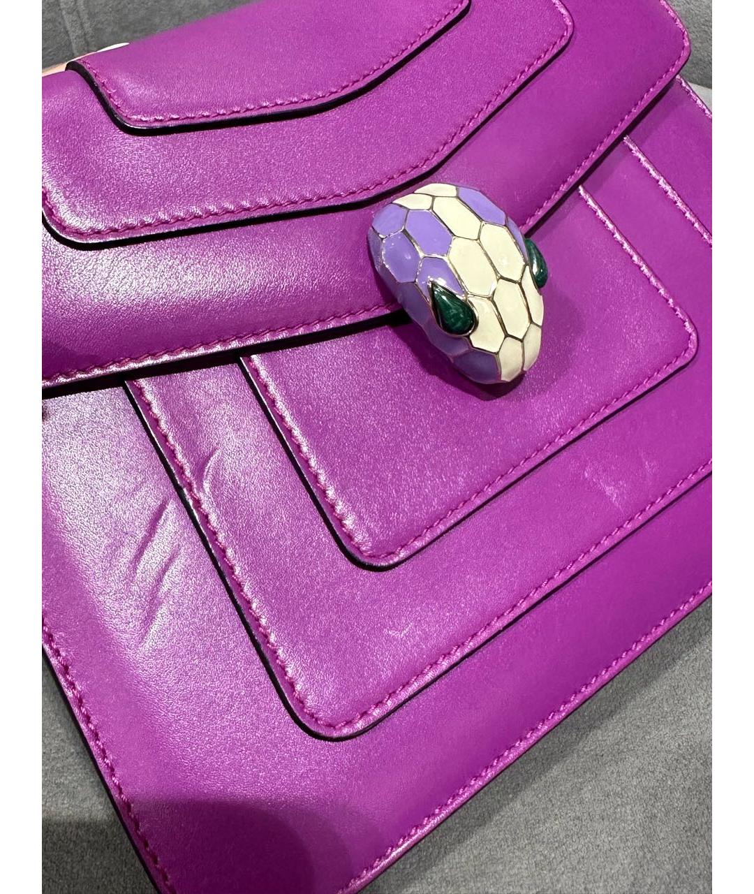 BVLGARI Фиолетовая кожаная сумка через плечо, фото 5