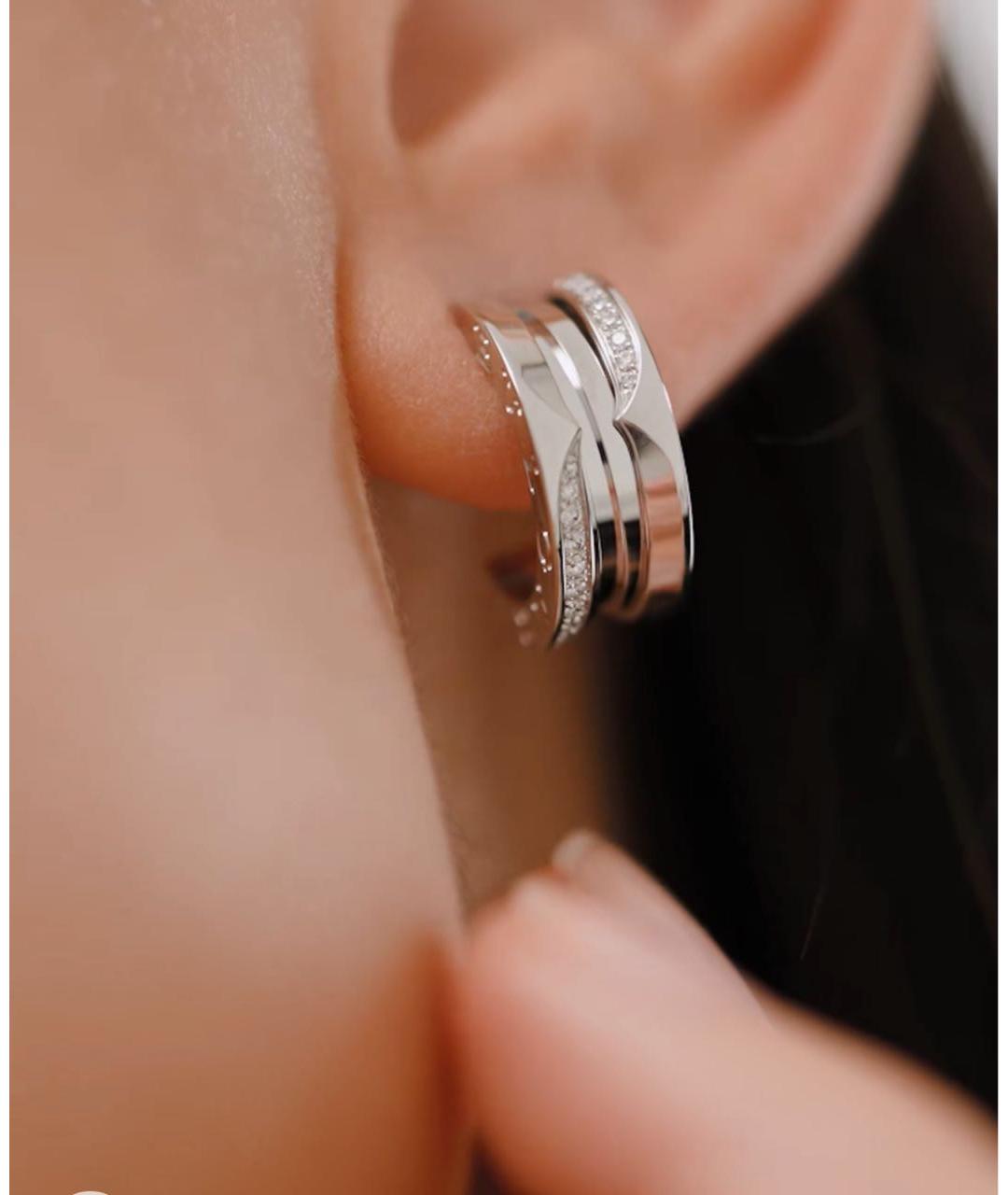 BVLGARI Серебряные серьги из белого золота, фото 4
