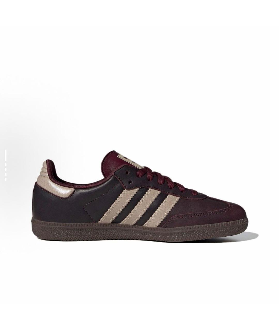 ADIDAS Бордовые кожаные кроссовки, фото 2