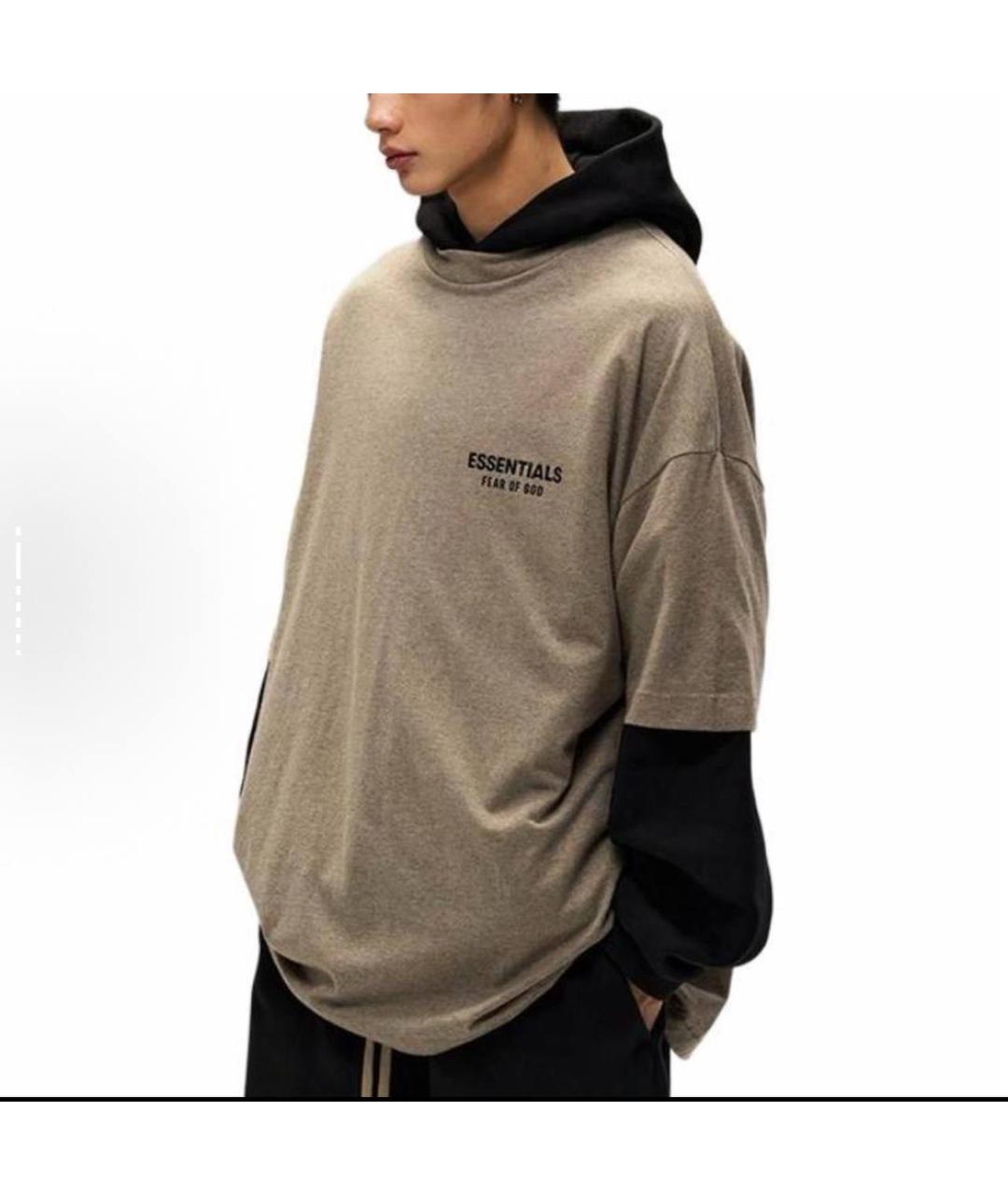 FEAR OF GOD ESSENTIALS Антрацитовая хлопковая футболка, фото 3