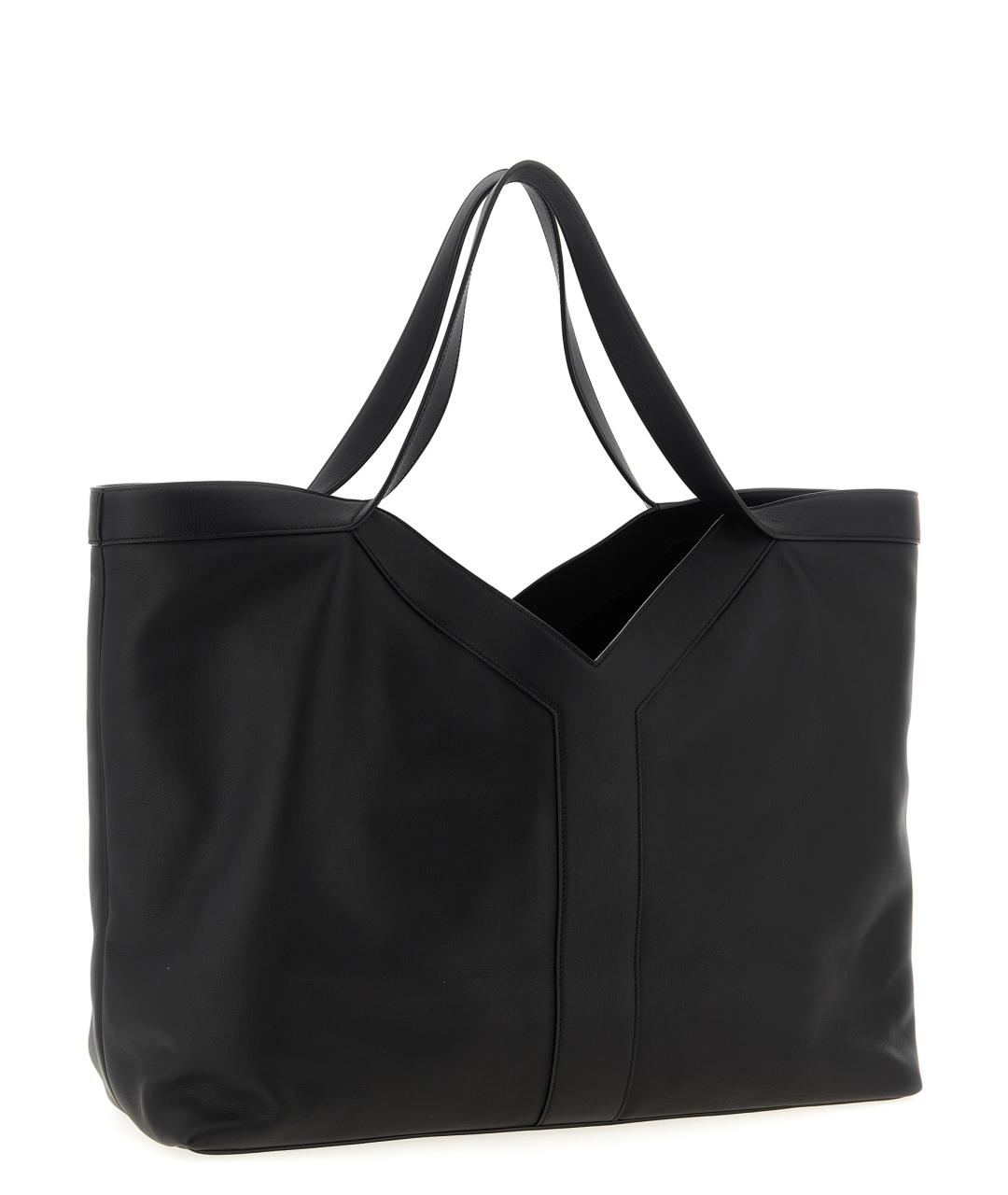 SAINT LAURENT Черная кожаная сумка тоут, фото 2