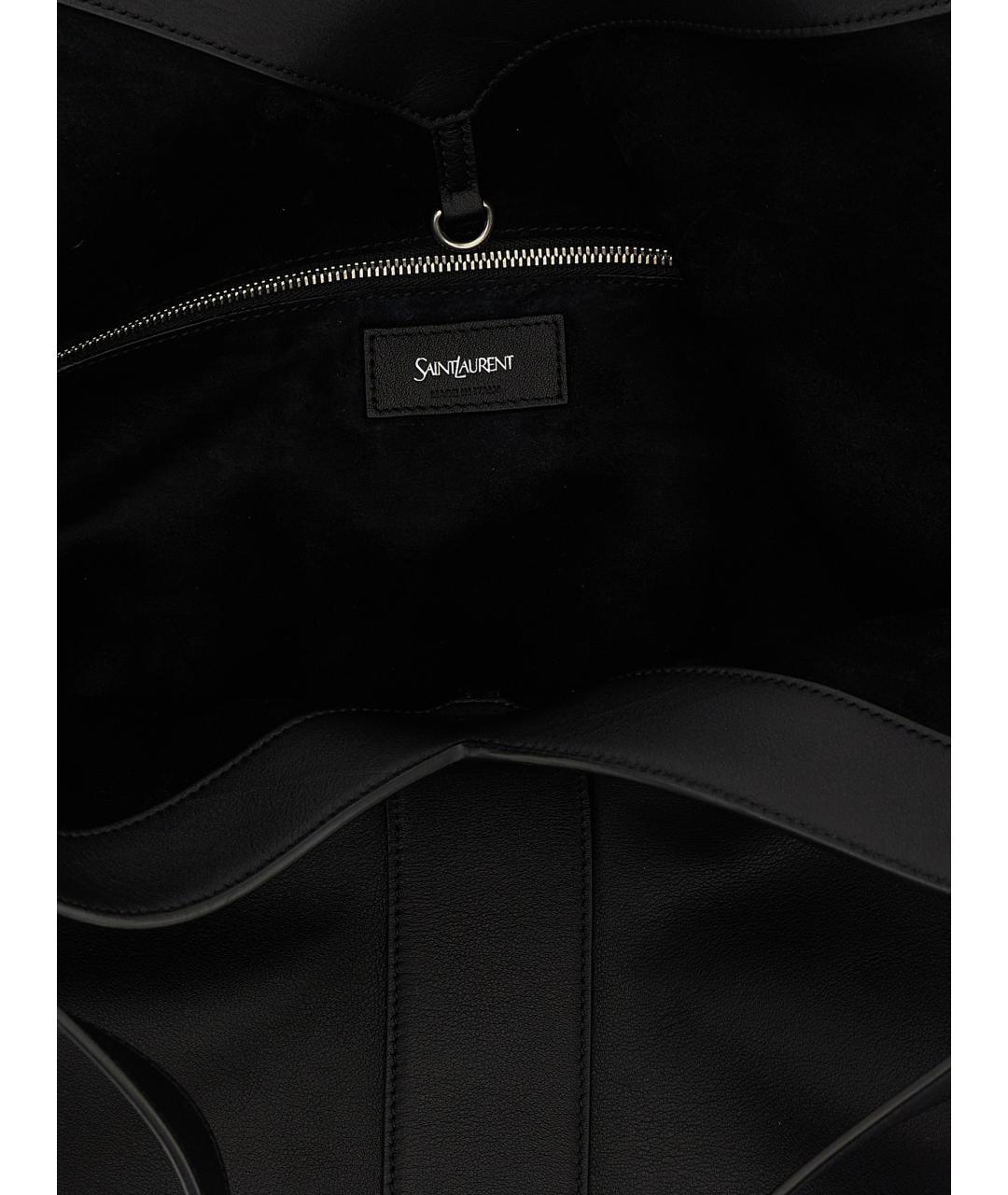 SAINT LAURENT Черная кожаная сумка тоут, фото 4