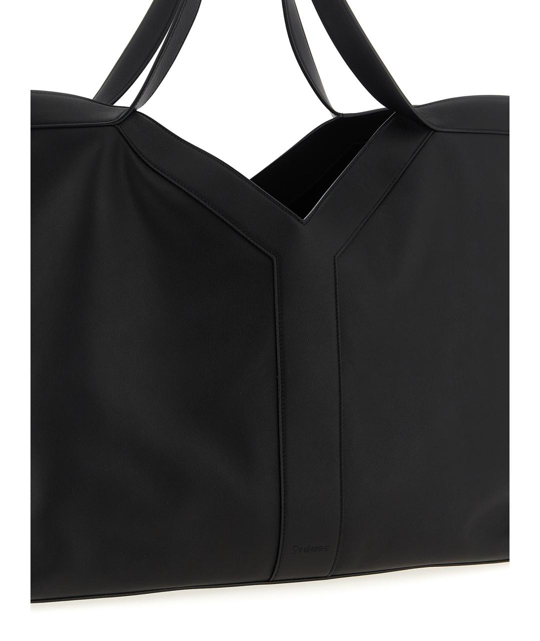 SAINT LAURENT Черная кожаная сумка тоут, фото 3