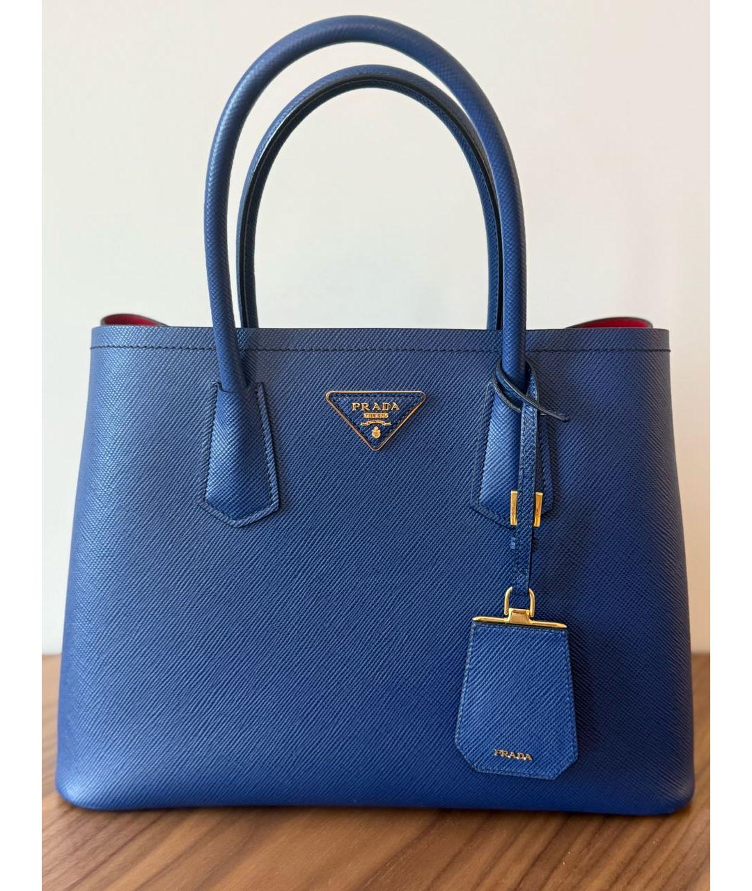 PRADA Синяя кожаная сумка с короткими ручками, фото 7