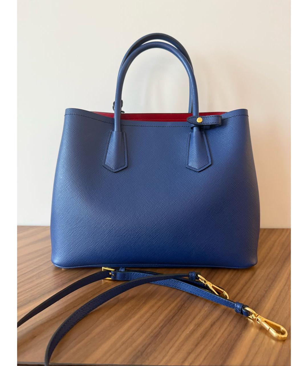PRADA Синяя кожаная сумка с короткими ручками, фото 2